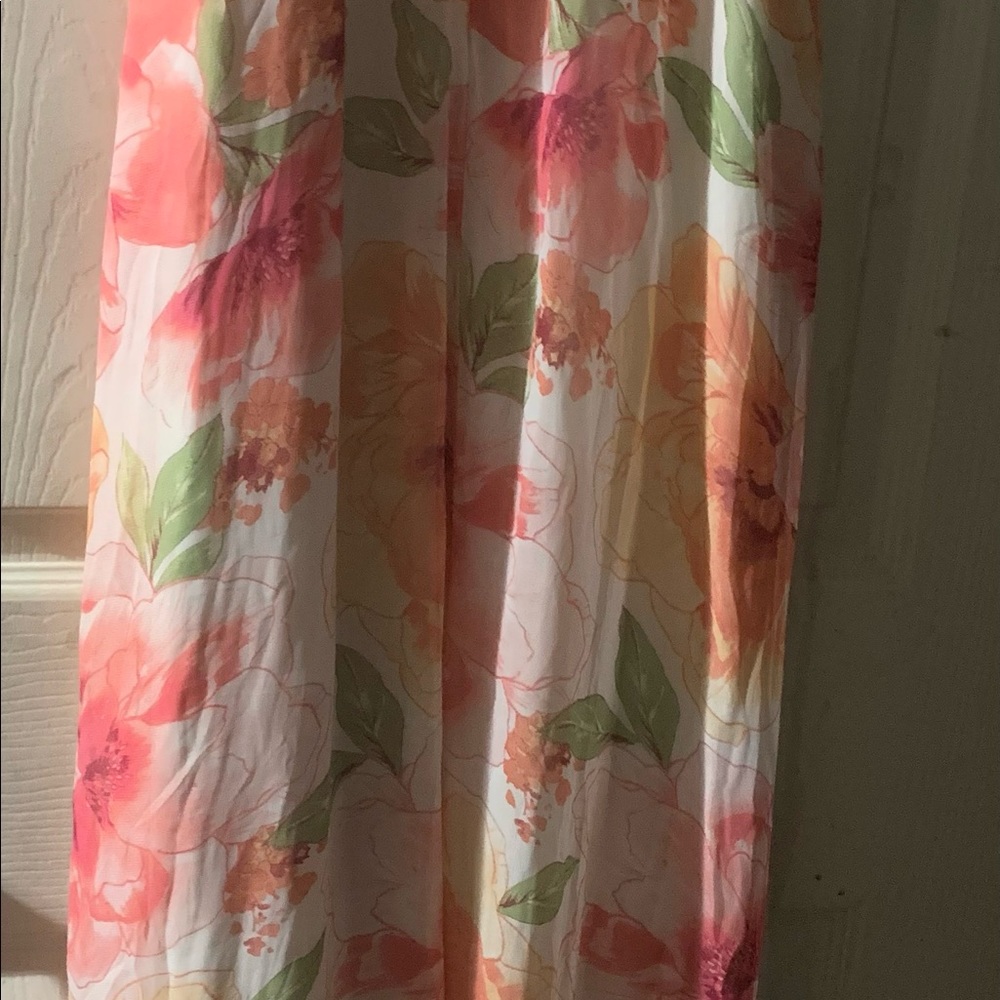 R&K Maxi Dress, NWOT Size 8 Multi Color Shades of  Orange and White, and Greens. - Picture 10 of 15